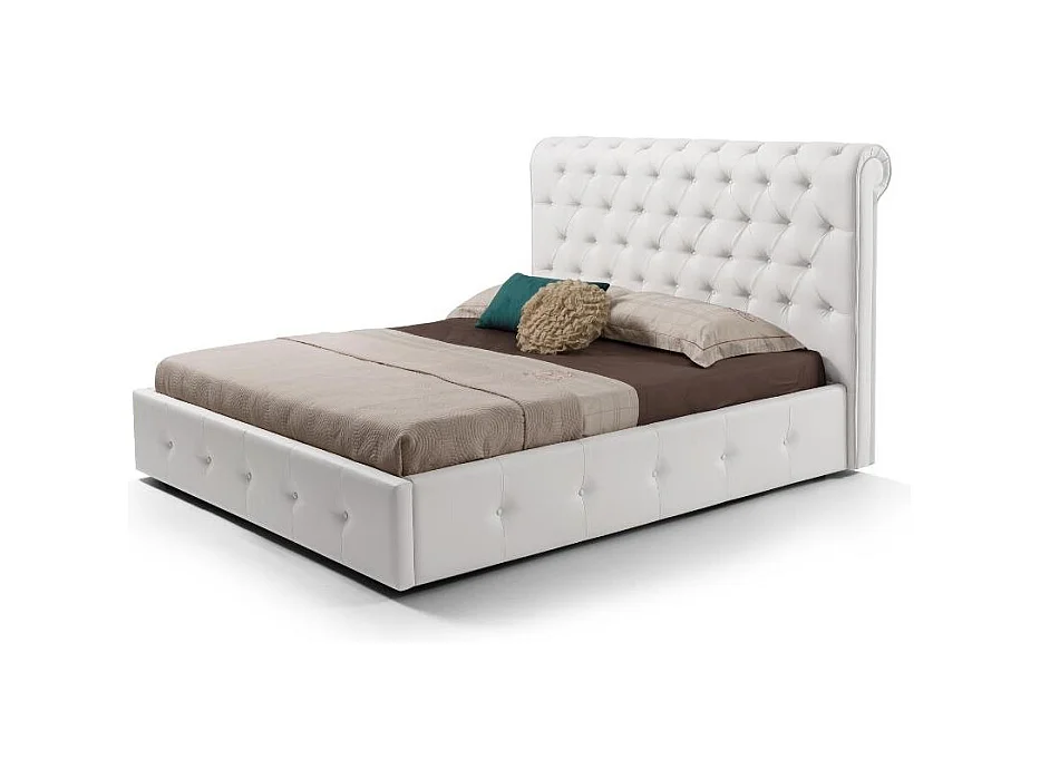 Letto una piazza e mezza con contenitore Peninsula colore bianco