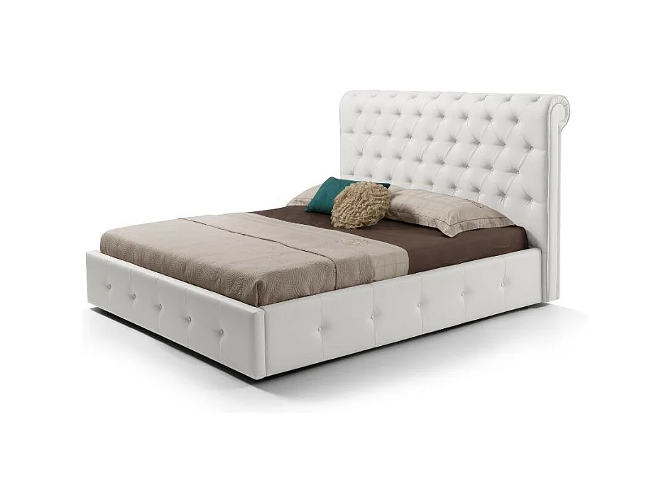 Letto una piazza e mezza con contenitore Peninsula colore bianco