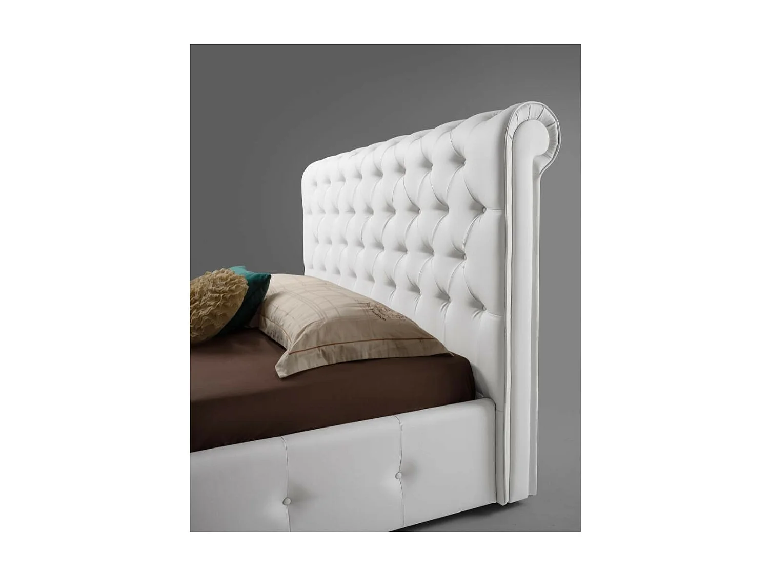 Letto una piazza e mezza con contenitore Peninsula colore bianco