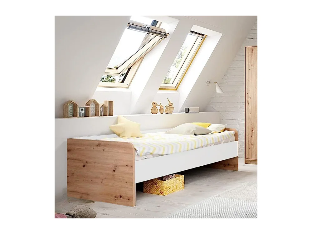 Letto singolo in legno rovere e bianco Gap System