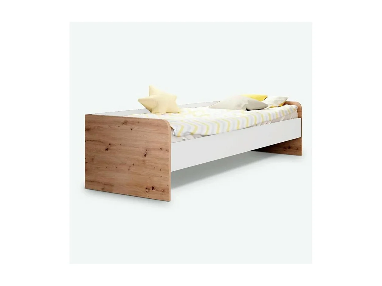Letto singolo in legno rovere e bianco Gap System