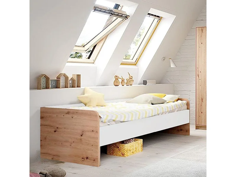 Letto singolo in legno rovere e bianco Gap System