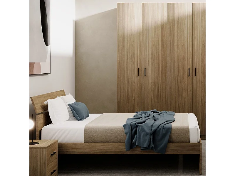 Letto matrimoniale in legno colore noce naturale