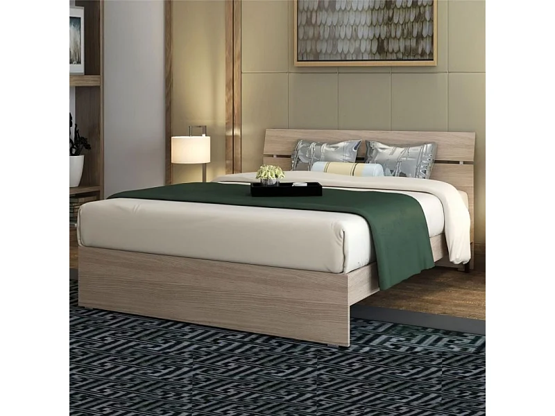 Letto matrimoniale in legno colore olmo