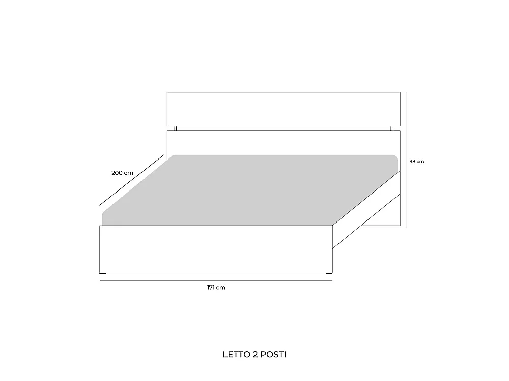 Letto matrimoniale in legno colore olmo LETTO160TPOL