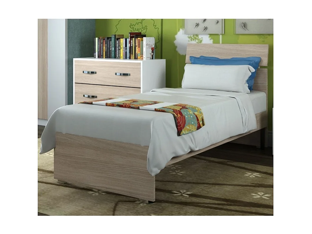 Letto singolo in legno colore olmo