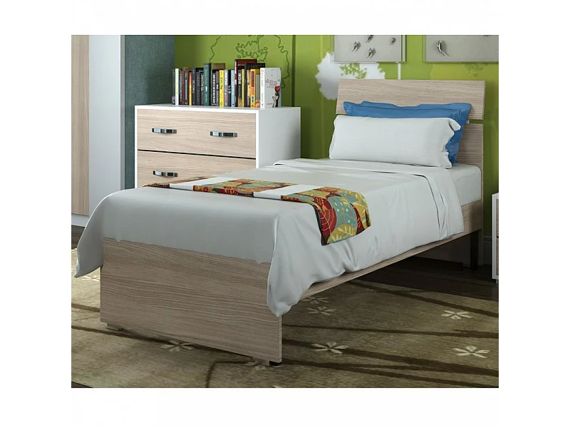 Letto singolo in legno colore olmo