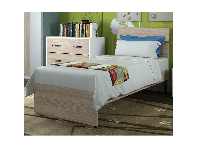 Letto singolo in legno colore olmo