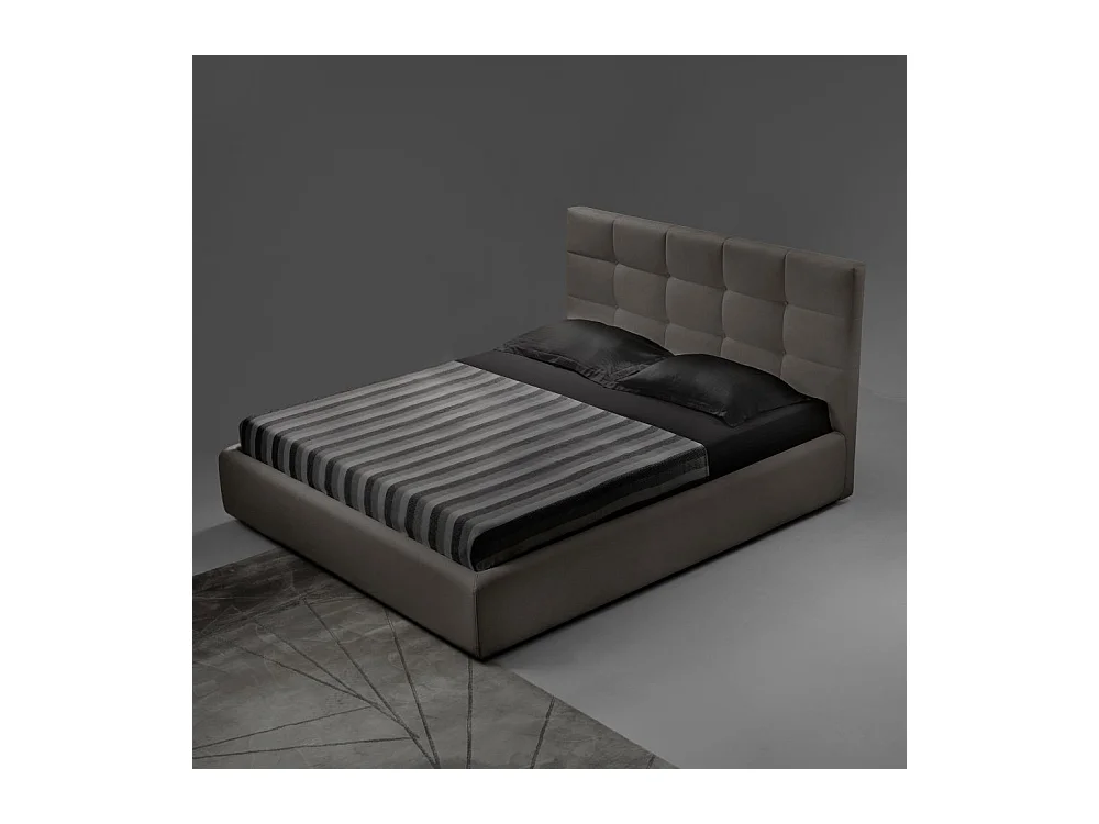 Letto matrimoniale con contenitore Napoli tessuto colore tortora