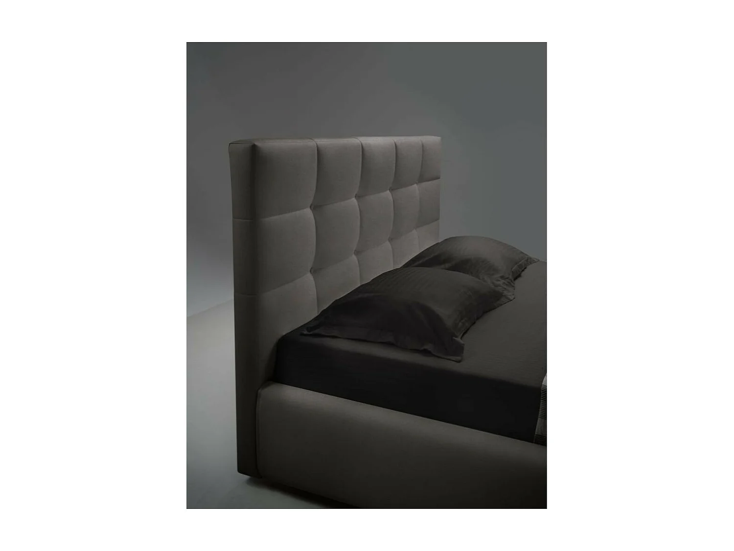 Letto matrimoniale con contenitore Napoli tessuto colore tortora