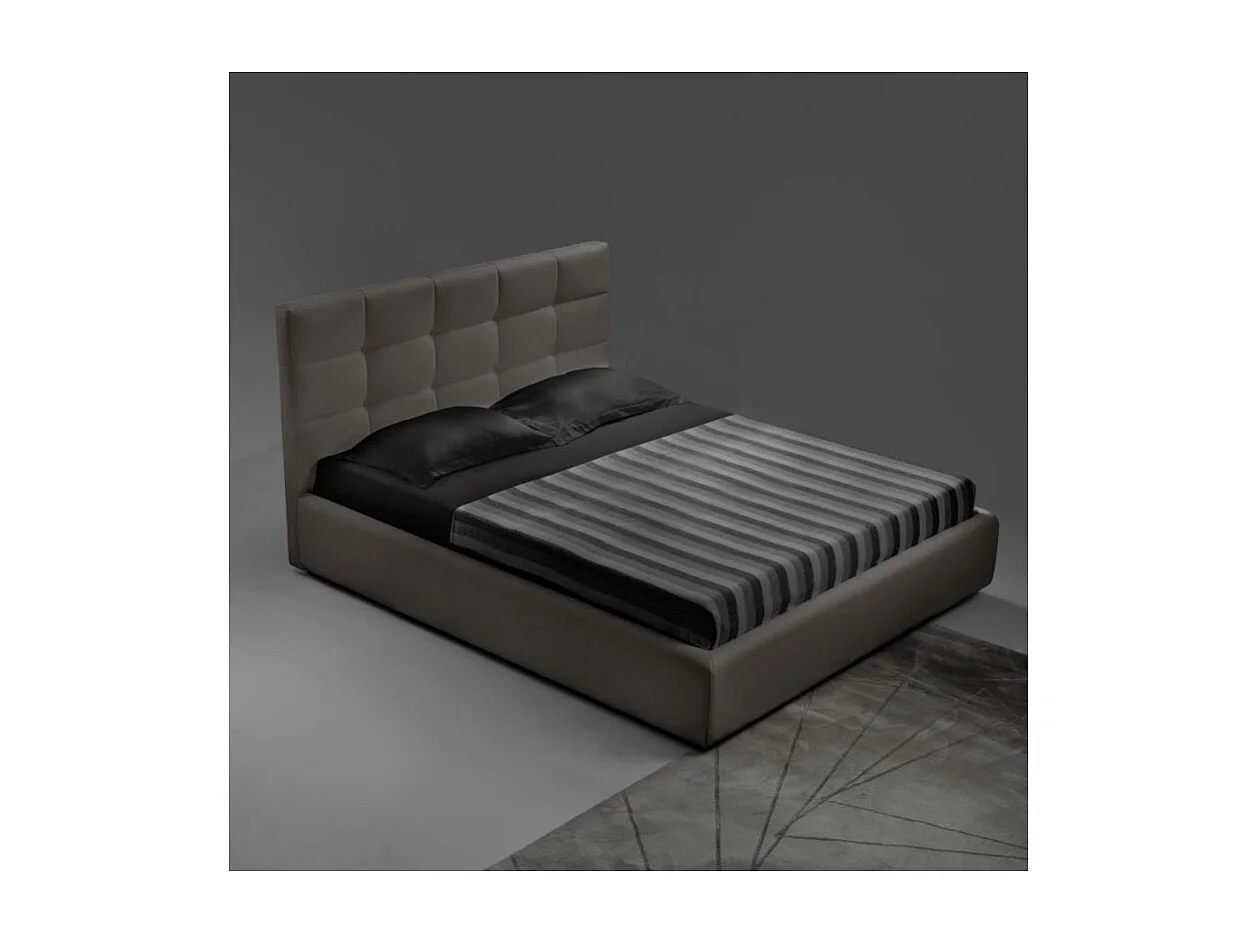 Letto matrimoniale con contenitore Napoli tessuto colore tortora