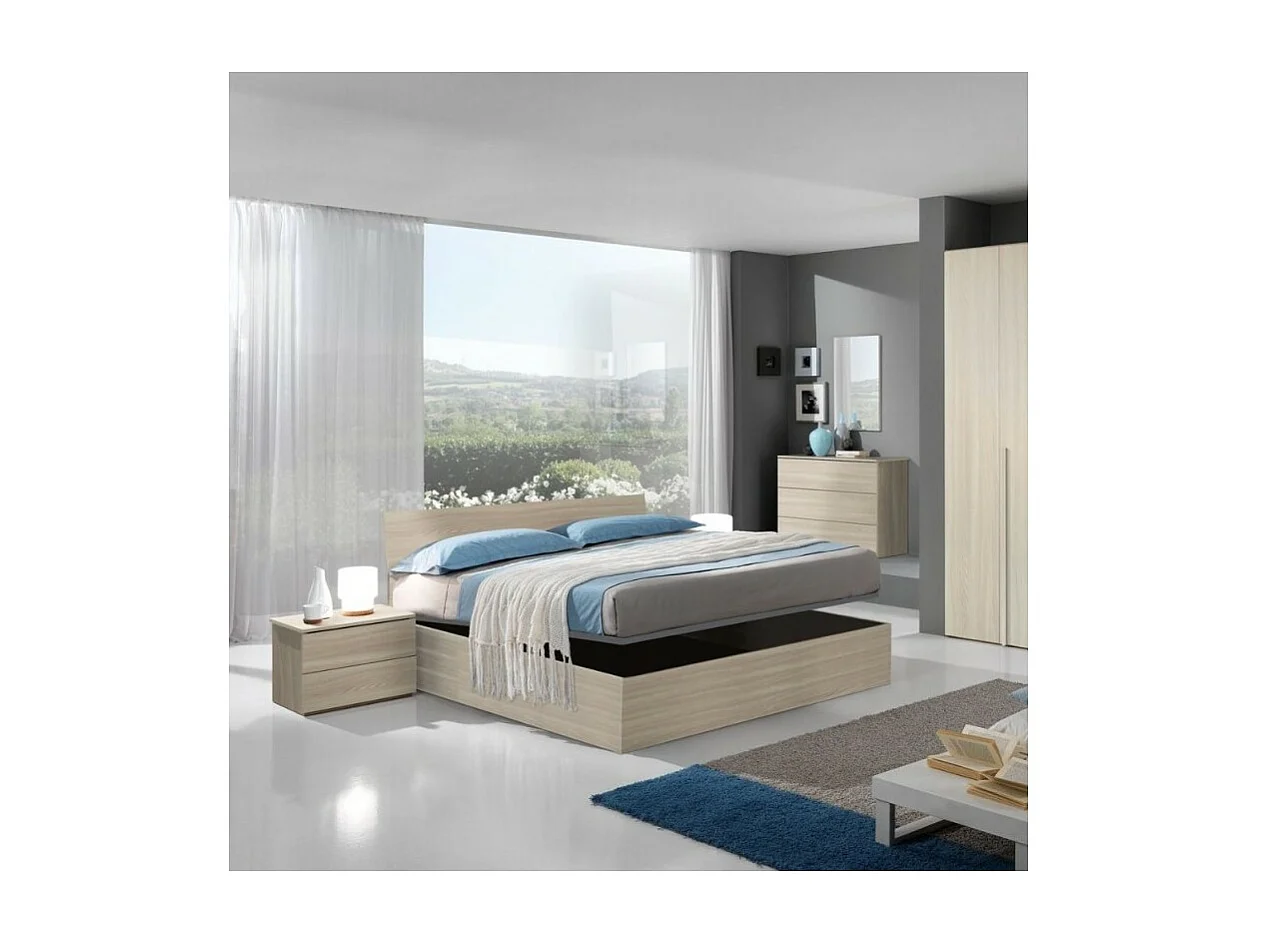 Letto matrimoniale contenitore in legno 170x205x88h Manitoba colore olmo