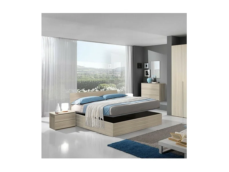 Letto matrimoniale contenitore in legno 170x205x88h Manitoba colore olmo