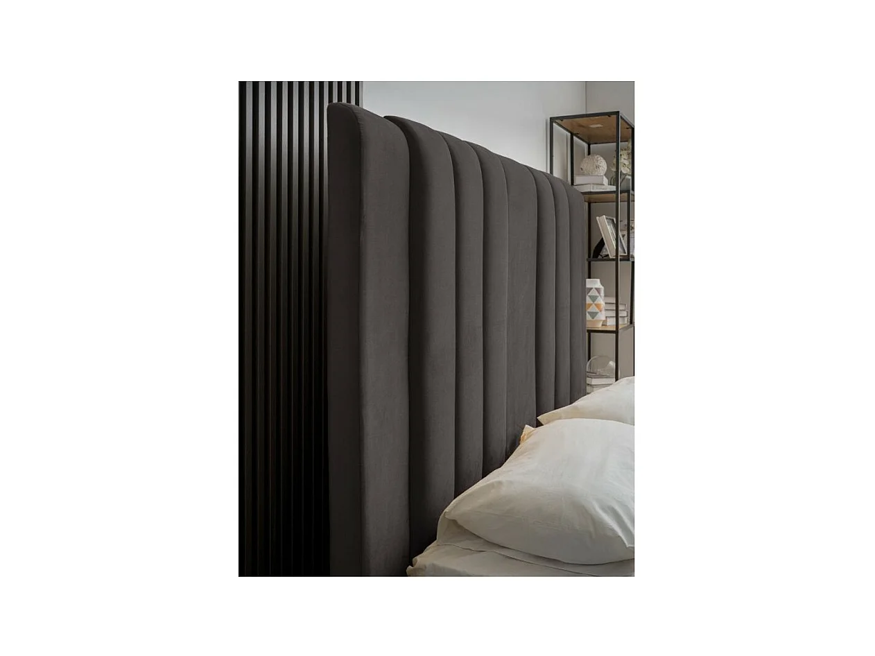 Letto matrimoniale Wilma imbottito con contenitore in tessuto Vogue colore grafite