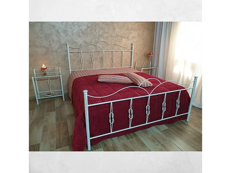 Letto matrimoniale ferro battuto Primula colore bianco oro