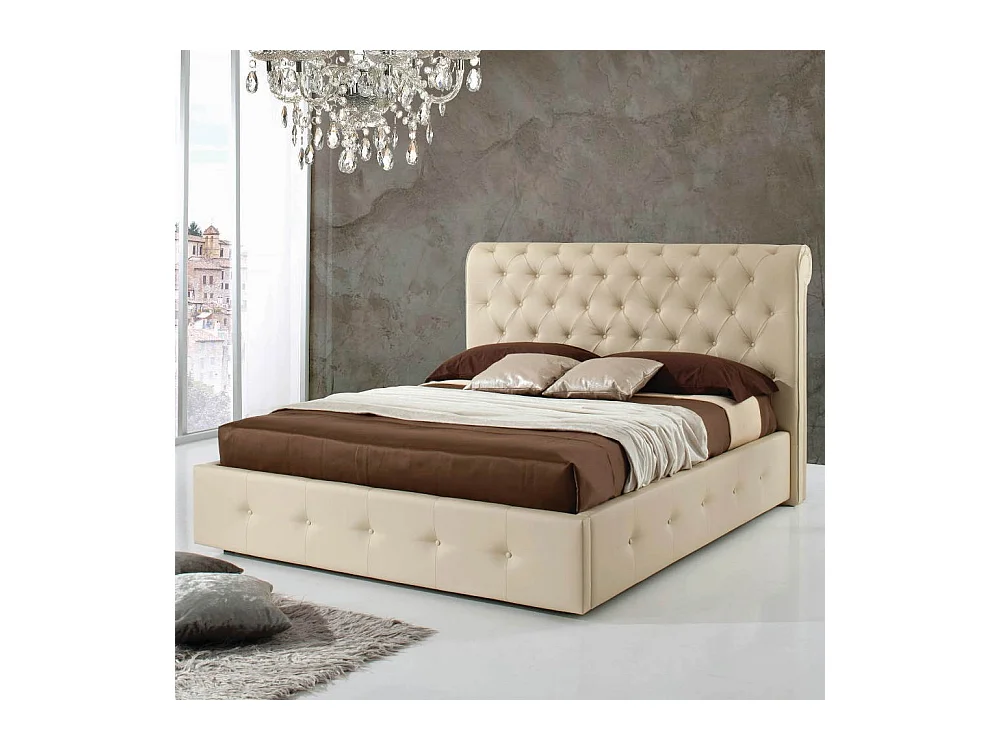 Letto una piazza e mezza con contenitore Peninsula colore crema