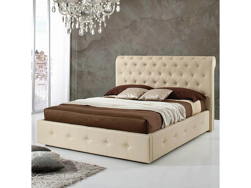 Letto una piazza e mezza con contenitore Peninsula colore crema