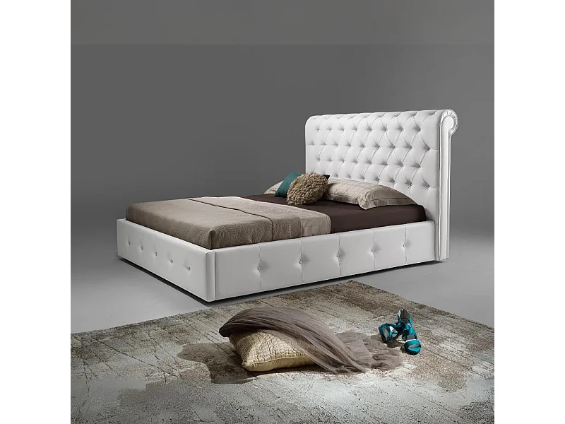 Letto matrimoniale con contenitore Peninsula colore bianco