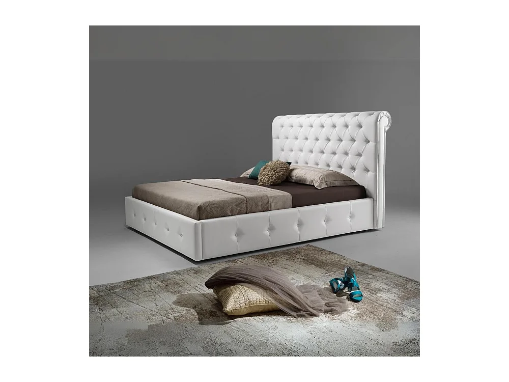 Letto matrimoniale con contenitore Peninsula colore bianco