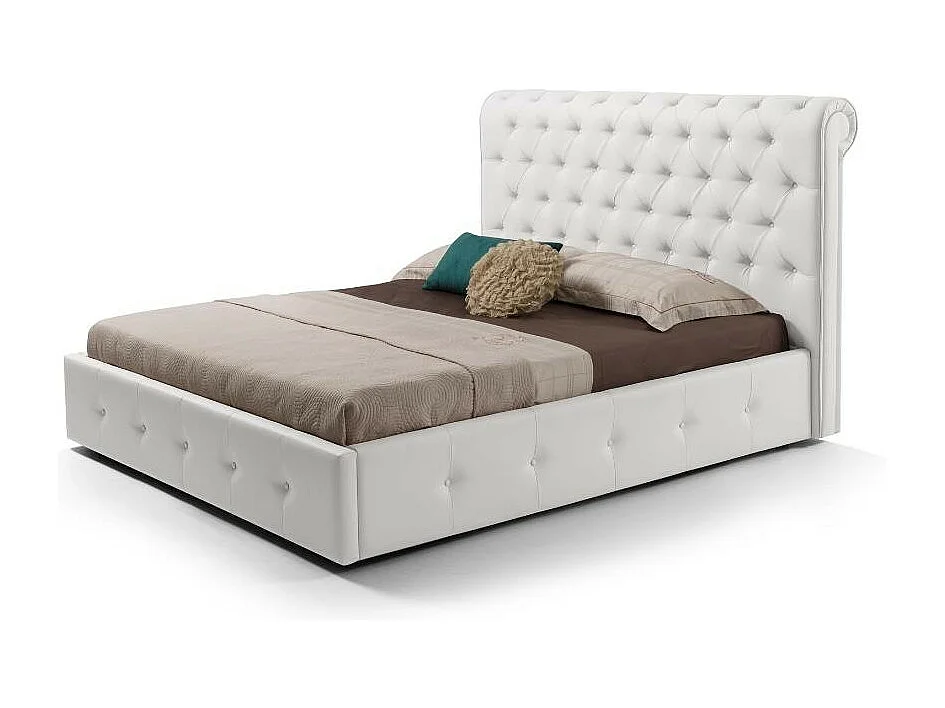 Letto matrimoniale con contenitore Peninsula colore bianco