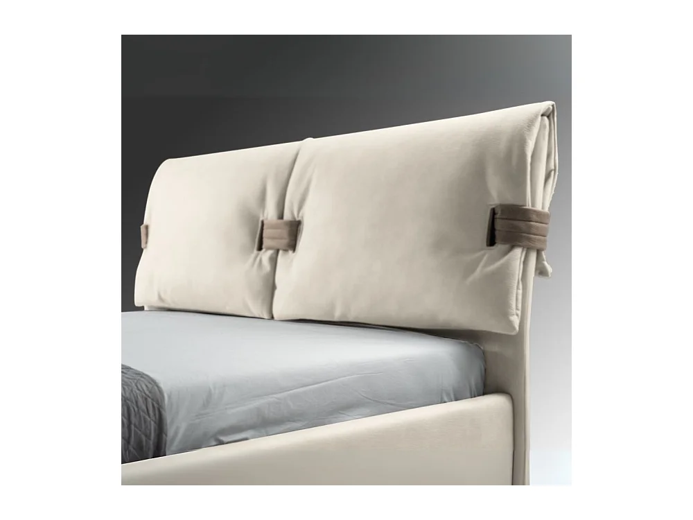 Letto matrimoniale contenitore Grenoble tessuto beige 176x218x118H