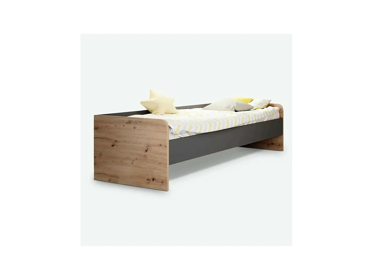 Letto singolo in legno rovere e antracite Gap System