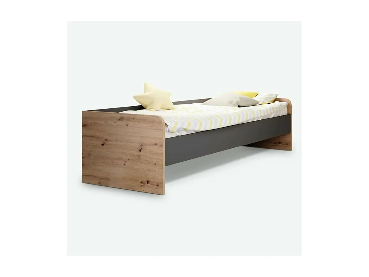 Letto singolo in legno rovere e antracite Gap System