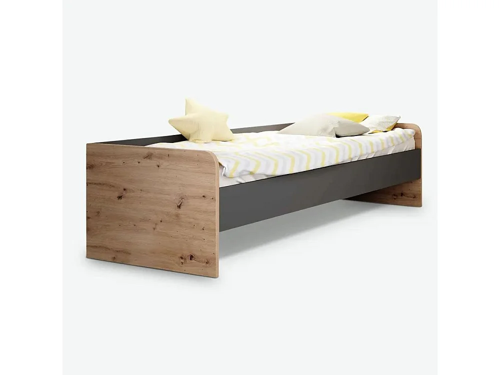 Letto singolo in legno rovere e antracite Gap System