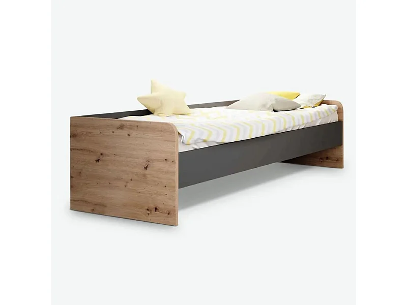 Letto singolo in legno rovere e antracite Gap System