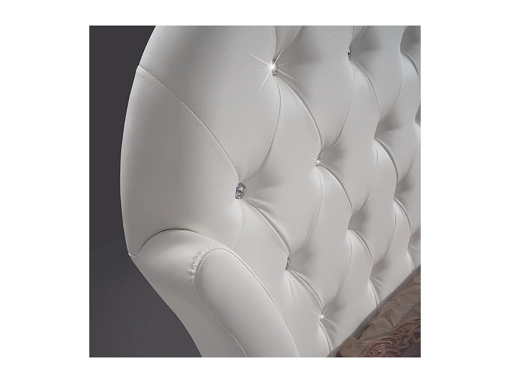 Letto con contenitore Marubi colore bianco bottoni effetto cristallo