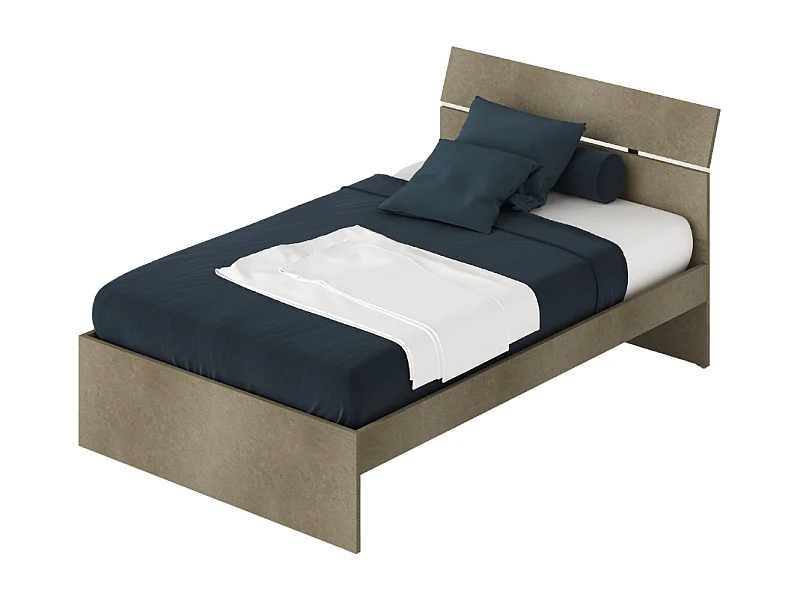 Letto una piazza e mezza in legno colore argilla