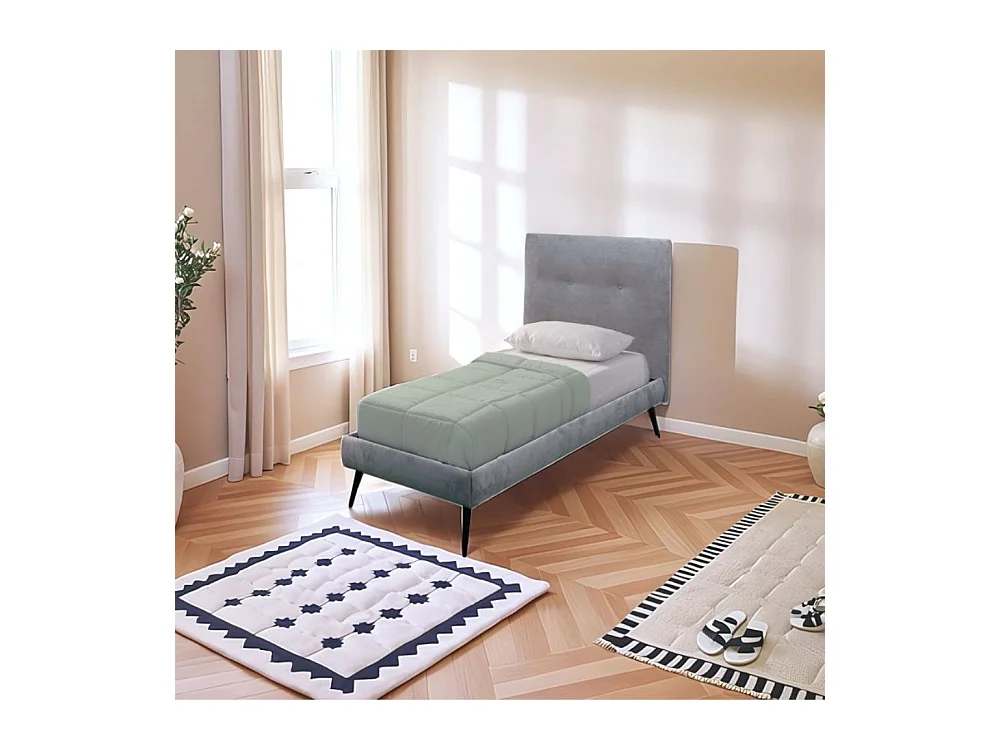 Letto singolo con rete inclusa Stiletto tessuto grigio chiaro