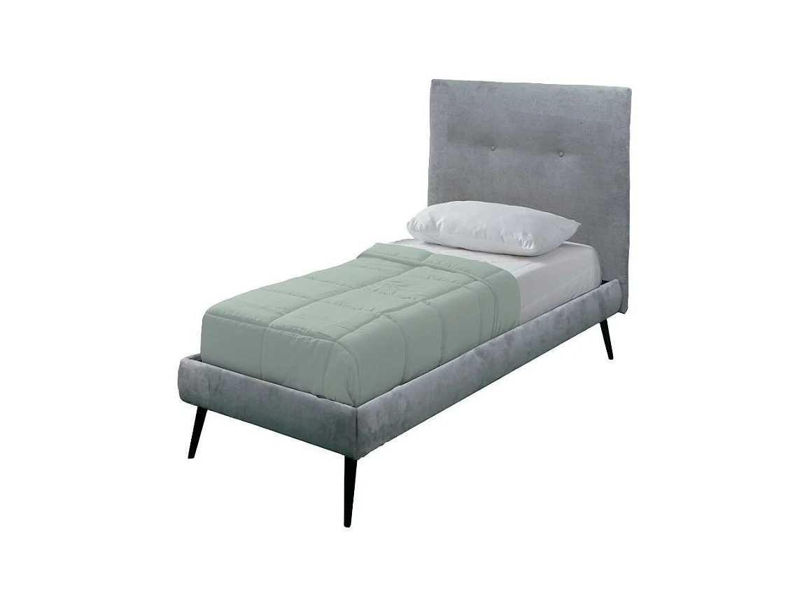 Letto singolo con rete inclusa Stiletto tessuto grigio chiaro