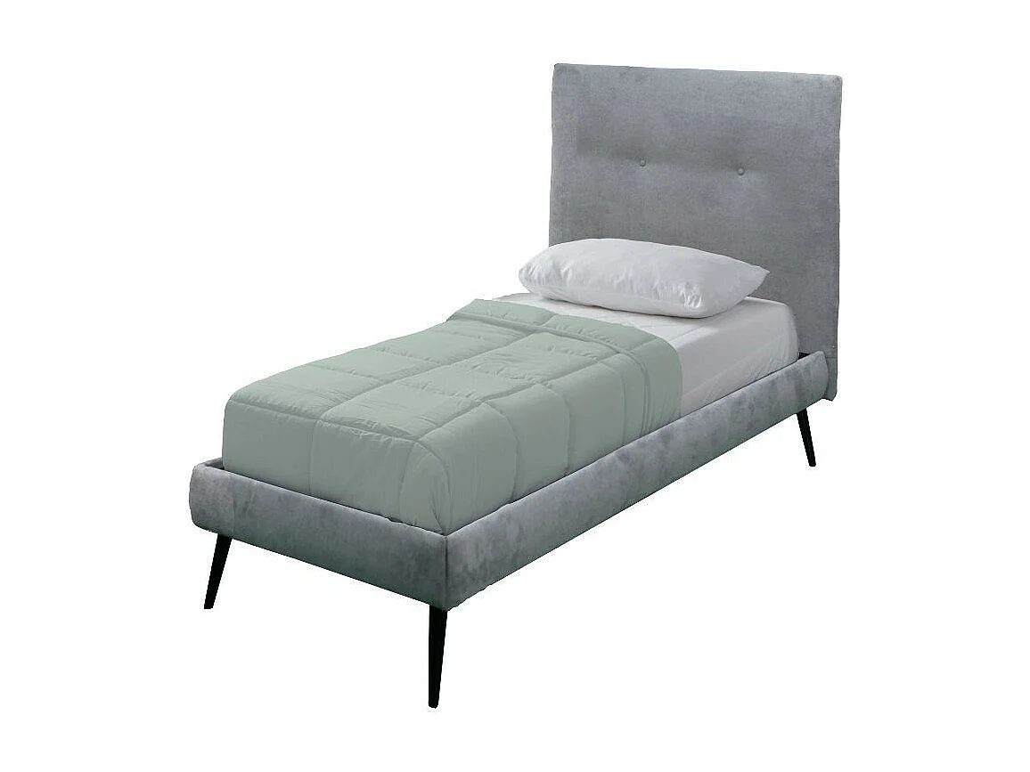 Letto singolo con rete inclusa Stiletto tessuto grigio chiaro