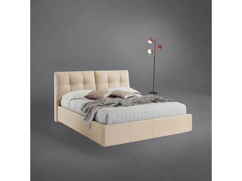 Letto matrimoniale con contenitore Melia ecopelle crema
