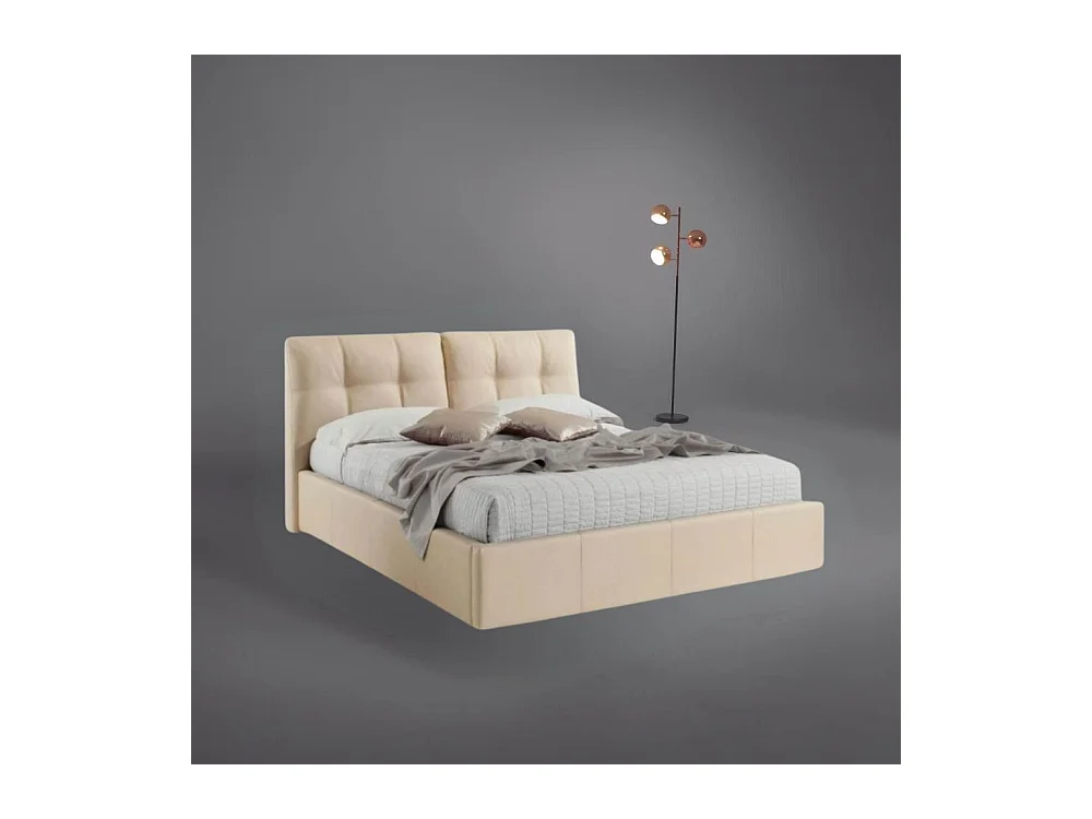 Letto matrimoniale con contenitore Melia ecopelle crema