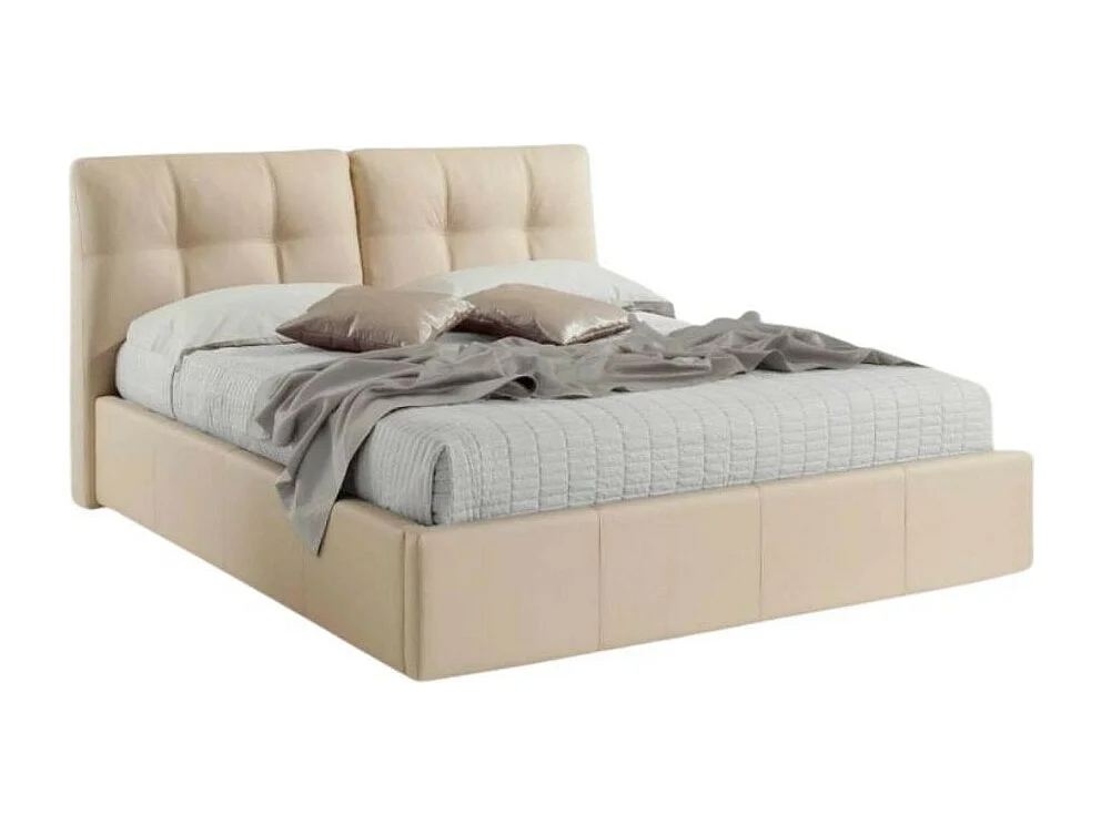 Letto matrimoniale con contenitore Melia ecopelle crema