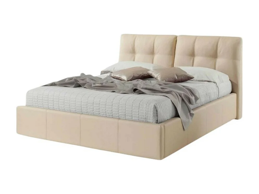 Letto matrimoniale con contenitore Melia ecopelle crema