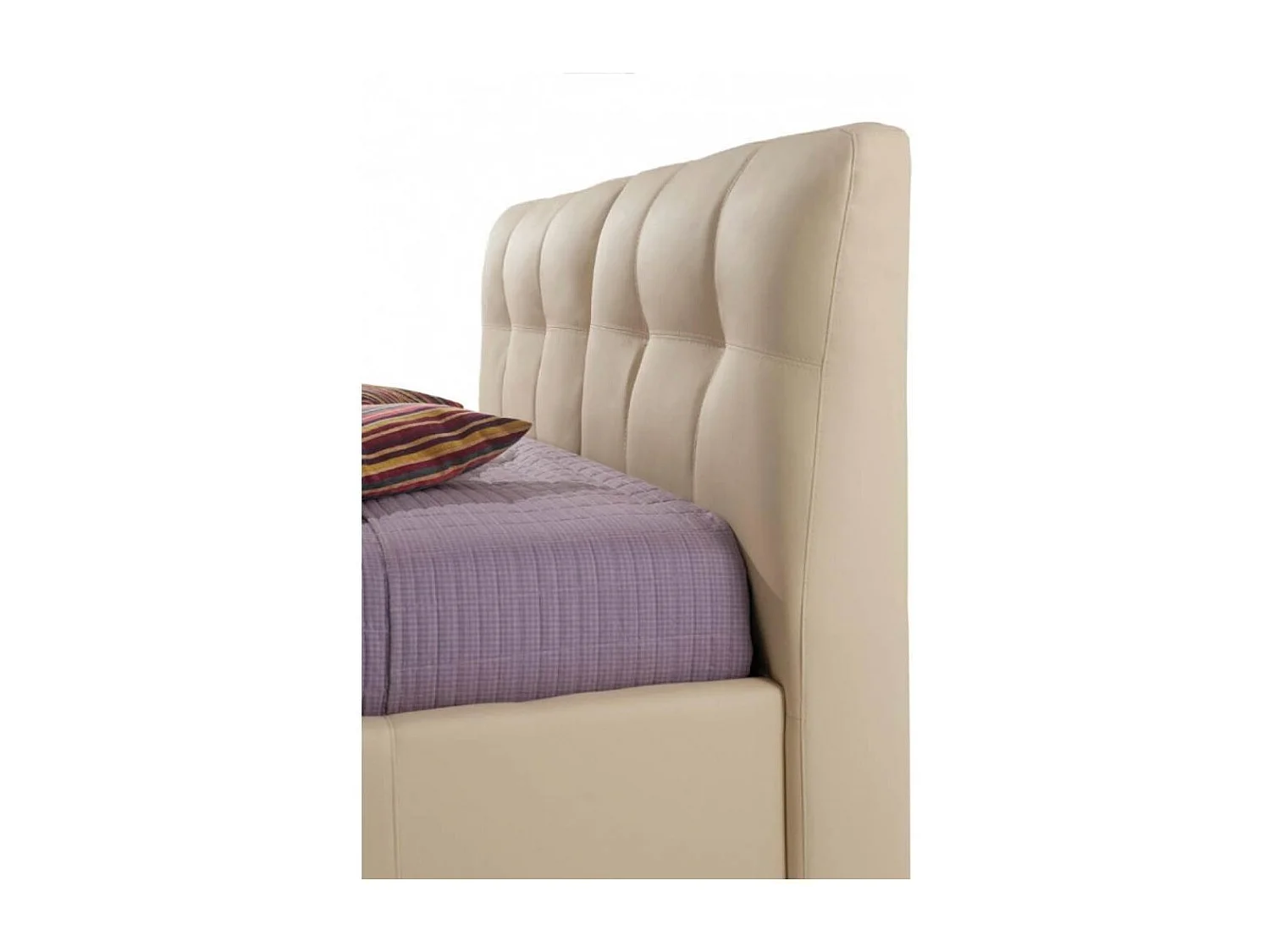 Letto matrimoniale con contenitore Melia ecopelle crema