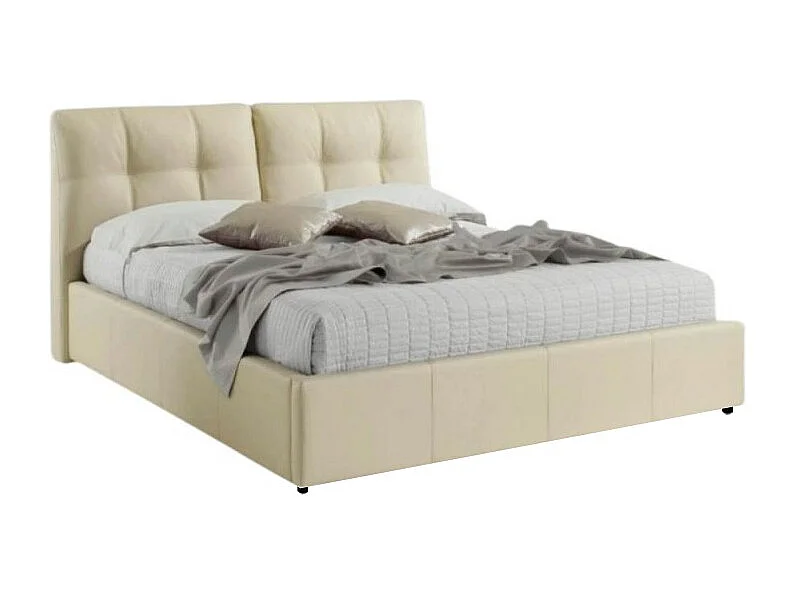 Letto matrimoniale con contenitore Melia ecopelle crema