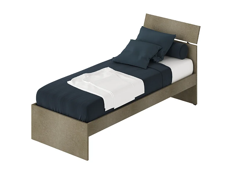 Letto singolo in legno colore argilla