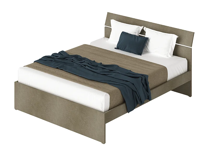 Letto matrimoniale in legno colore argilla