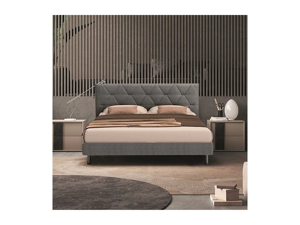 Letto matrimoniale contenitore testiera trapuntata Cody colore grigio
