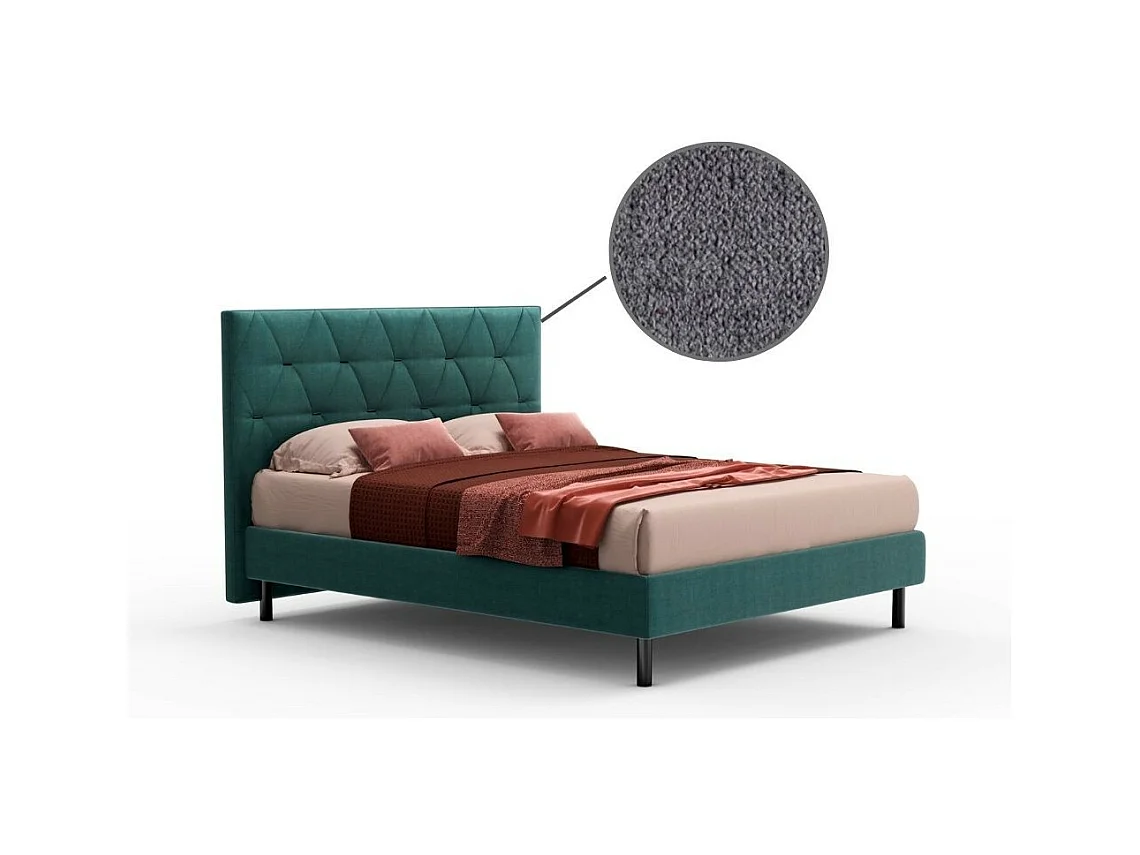 Letto matrimoniale contenitore testiera trapuntata Cody colore grigio