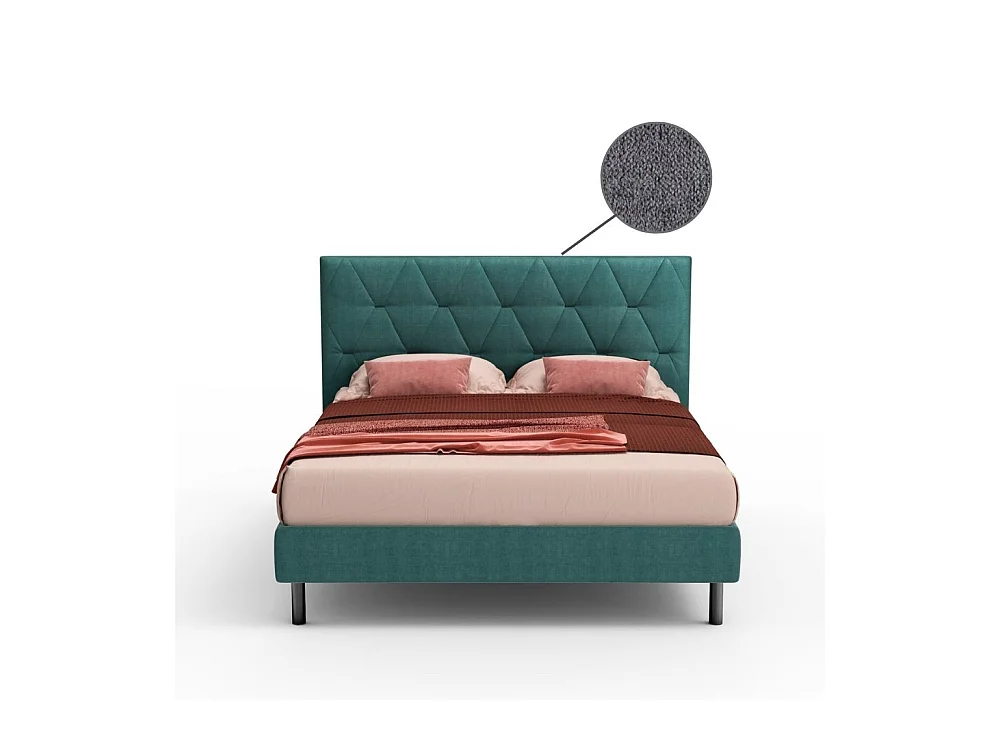 Letto matrimoniale contenitore testiera trapuntata Cody colore grigio