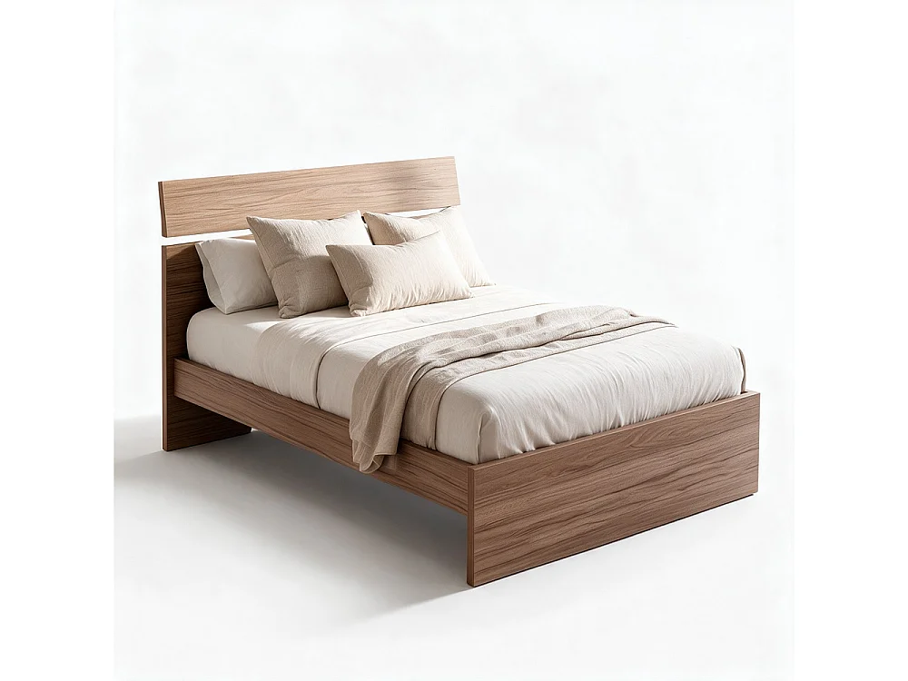 Letto una piazza e mezza in legno colore noce naturale