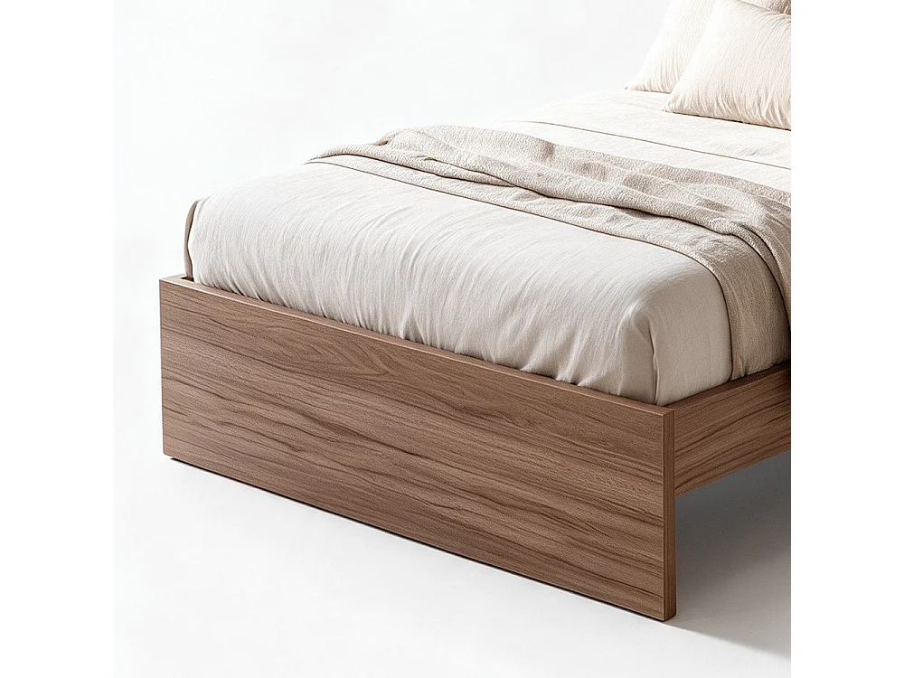 Letto una piazza e mezza in legno colore noce naturale