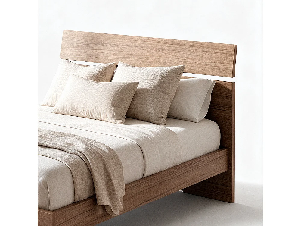 Letto una piazza e mezza in legno colore noce naturale