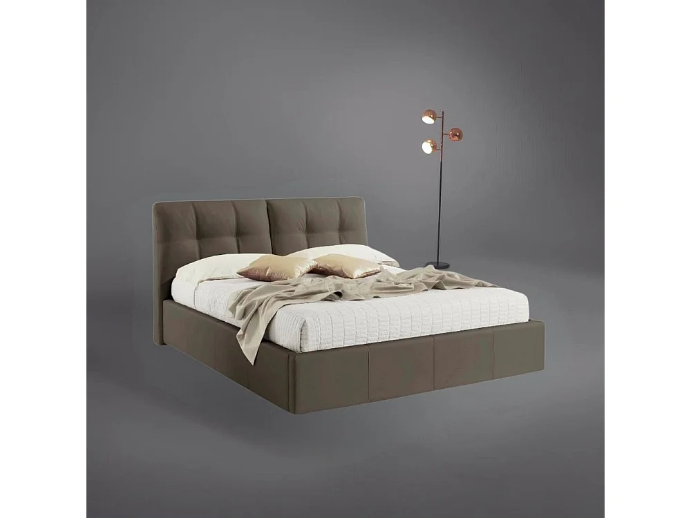 Letto matrimoniale con contenitore Melia ecopelle tortora