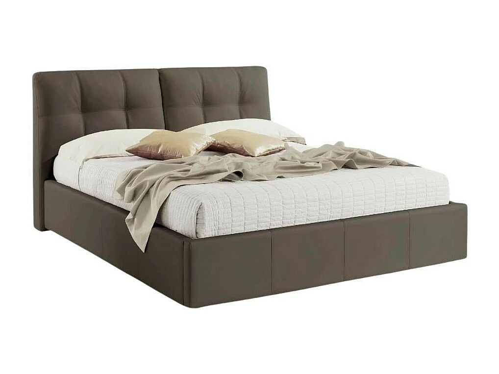 Letto matrimoniale con contenitore Melia ecopelle tortora